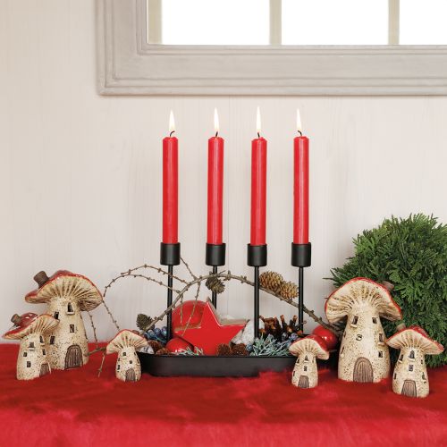 Windlicht Keramik Fliegenpilze Herbstdeko H12,5/14cm 2 St