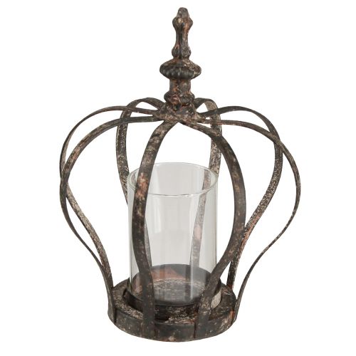 Floristik24 Windlicht Krone Braun Rost Mit Kerzenglas Ø14cm H18cm