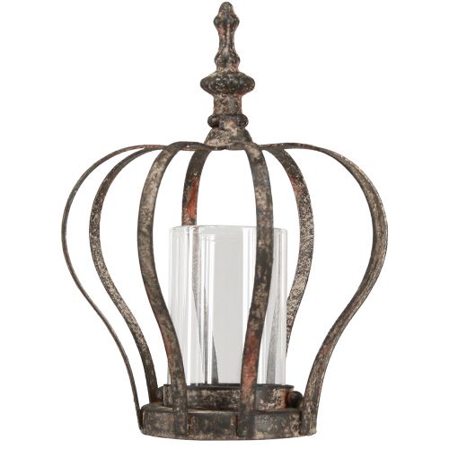 Artikel Windlicht Krone Braun Rost Mit Kerzenglas Ø14cm H18cm