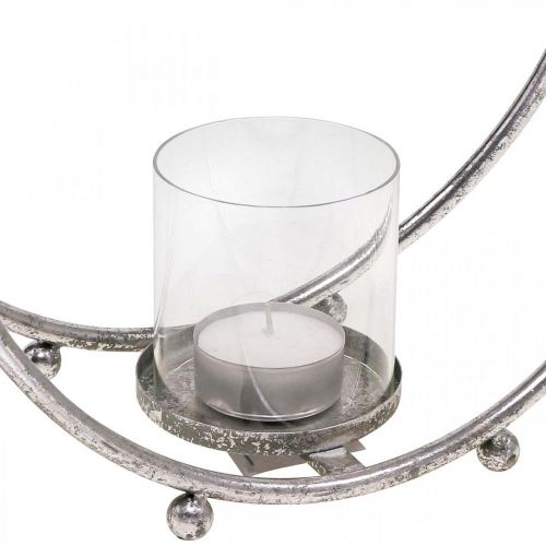 Artikel Windlicht Metall Kerzenhalter Silbern Glas Ø33cm