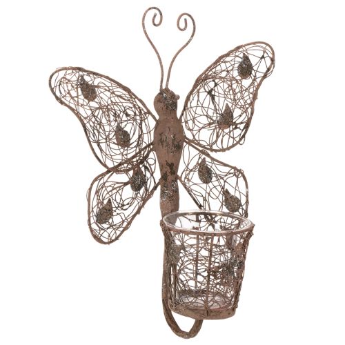 Artikel Windlicht Wanddeko Metall Schmetterling Rostoptik 36,5cm