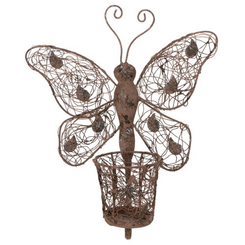 Windlicht Wanddeko Metall Schmetterling Rostoptik 36,5cm | Floristik24.at