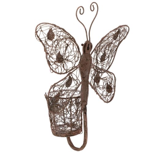 Windlicht Wanddeko Metall Schmetterling Rostoptik 36,5cm | Floristik24.at