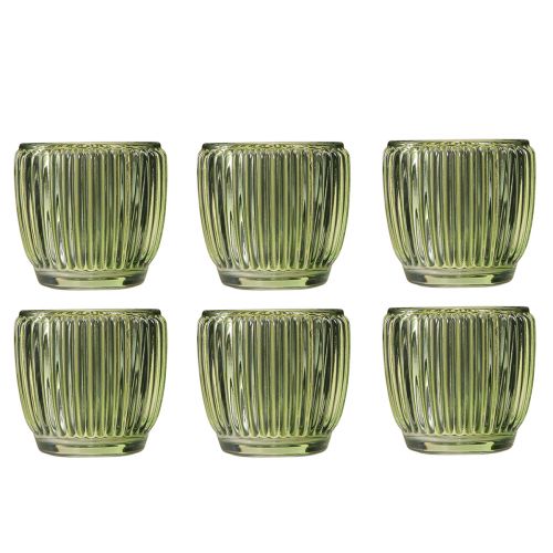 Artikel Windlicht Teelichthalter Glas Grün Retro Ø7cm H7cm 6 St