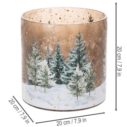 Windlicht Glas 20cm mit Winterwald-Motiv für weihnachtliche Innendekoration | Floristik24.at
