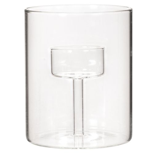 Glas-Windlicht mit erhöhtem Teelichthalter 11 cm für Innenbereich | Floristik24.at