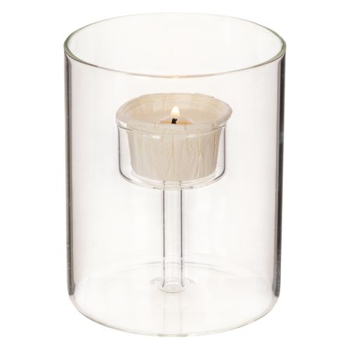 Glas-Windlicht mit erhöhtem Teelichthalter 11 cm für Innenbereich | Floristik24.at