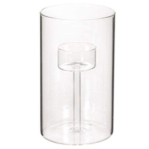 Kerzenglas Windlicht mit Einsatz für Stumpenkerzen 15 cm Transparent 2 Stück