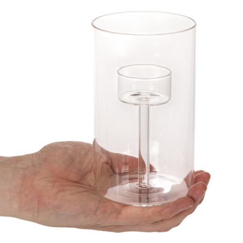 Kerzenglas Windlicht mit Einsatz für Stumpenkerzen 15 cm Transparent 2 Stück | Floristik24.at