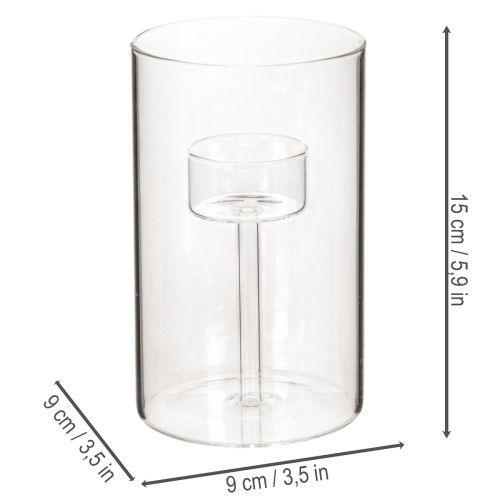 Kerzenglas Windlicht mit Einsatz für Stumpenkerzen 15 cm Transparent 2 Stück | Floristik24.at