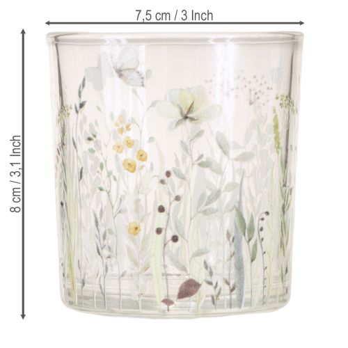 Artikel Teelichthalter Glas Blumenmuster für romantisches Ambiente Windlicht Wohnzimmer Dekoration 8cm 4St