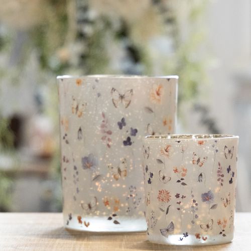 Artikel Windlicht Glasdekoration Schmetterlingsmotiv für gemütliche Wohnmomente 12,5cm 2St