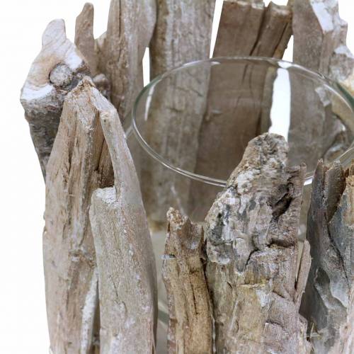Floristik24 Windlicht Holz Weiß gewaschen Ø14cm H14cm