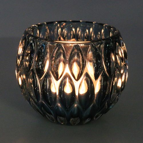 Floristik24 Windlicht aus Glas Dunkelblau Ø11,5cm H9cm