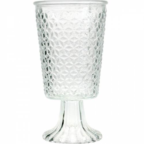 Floristik24 Windlicht Glas mit Fuß Klar Ø10cm H18,5cm Tischdeko