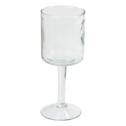 Floristik24 Windlicht Glas mit Fuß, Teelichthalter Glas rund Ø8cm H20cm