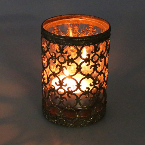 Floristik24 Windlicht Gold Antik Ø8cm H11,5cm 1 St