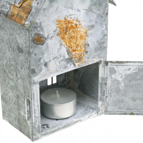 Artikel Windlicht Haus Metall Shabby Chic Weiß gewaschen, Rost H20cm