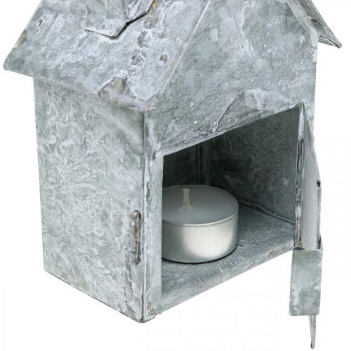Artikel Windlicht Haus Metall, Shabby Chic, Weihnachtsdeko, Weiß gewaschen, Antik-Look H14,5cm