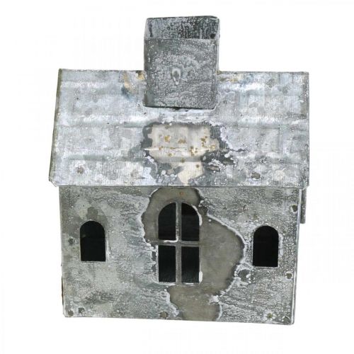 Floristik24 Windlicht Haus Metall Shabby Chic Weiß gewaschen, Rost H11cm