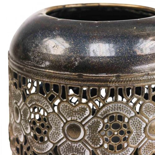 Floristik24 Windlicht Metall Teelichthalter Vintage Blumen Ø12,5cm