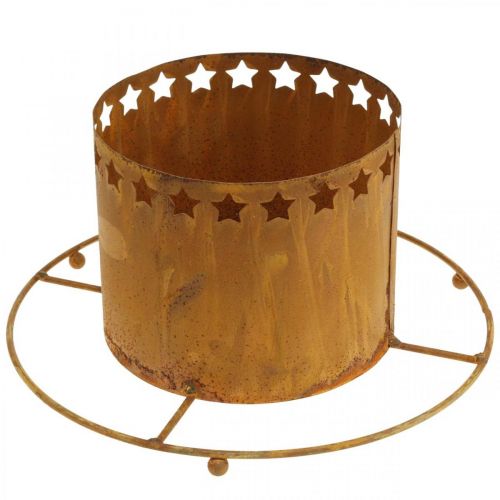 Windlicht mit Sternen, Advent, Kranzhalter aus Metall, Weihnachtsdeko Edelrost Ø25cm
