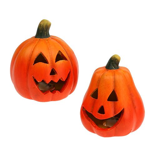 Deko Kürbis Windlicht für Halloween und Herbst 2x Kürbis mit LED Beleuchtung 