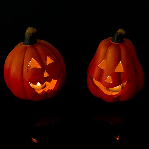 Floristik24 Windlichter Kürbis mit LED Orange 10cm 4St