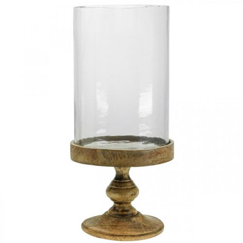 Floristik24 Windlicht Glas auf Holzsockel Deko Glas Antik Look Ø22cm H45cm