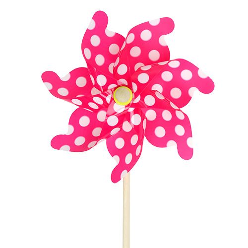 Windmühle am Stab mit Punkten Fuchsia Ø30cm