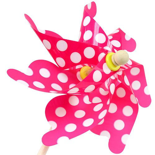 Floristik24 Windmühle am Stab mit Punkten Fuchsia Ø30cm