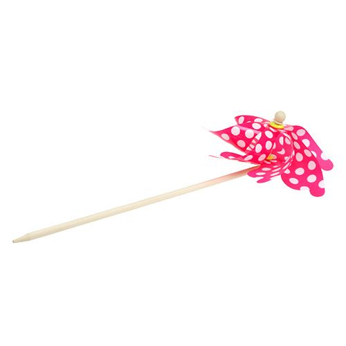 Floristik24 Windmühle am Stab mit Punkten Fuchsia Ø30cm