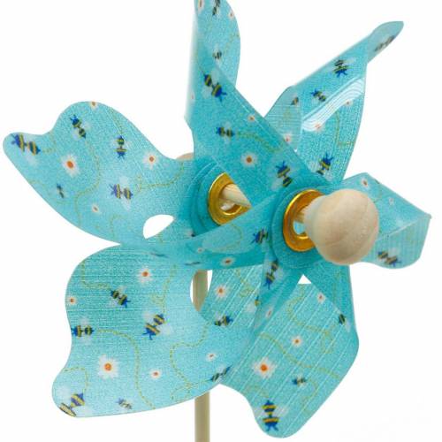 Floristik24 Windmühle Windrad Bienen Türkis Ø8,5cm Sommerdeko Garten 12St