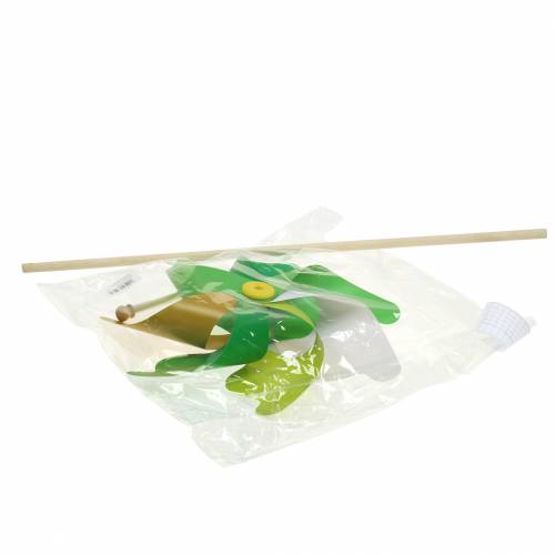 Floristik24 Schicke Windmühle am Stab Grün Gold Weiß Ø30cm