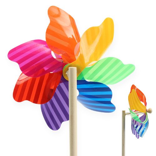 Floristik24 Gartenstecker Windmühle gestreift Ø17cm 4St