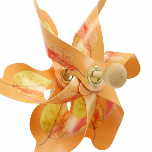 Deko-Windmühlen mit Herbstblattmotiv Orange/Weiß/Grün L27,5 Ø22cm 12St
