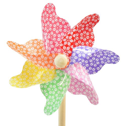 Floristik24 Windrad Deko Windmühle Klein am Stab Farbig Ø14cm 30cm