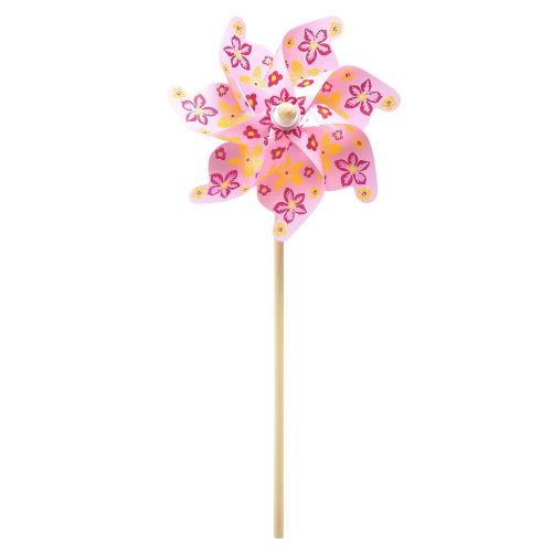 Windrad am Stab Windmühle Deko Rosa Gelb Ø30,5cm 74cm