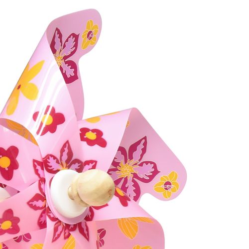 Floristik24 Windrad am Stab Windmühle Deko Rosa Gelb Ø30,5cm 74cm