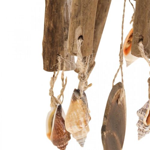 Floristik24 Windspiel Holz, Muscheln Maritime Deko Natur Ø14cm H40cm