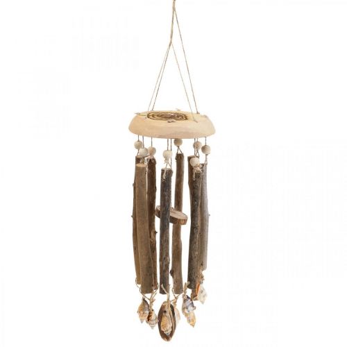 Floristik24 Windspiel Holz, Muscheln Maritime Deko Natur Ø14cm H40cm