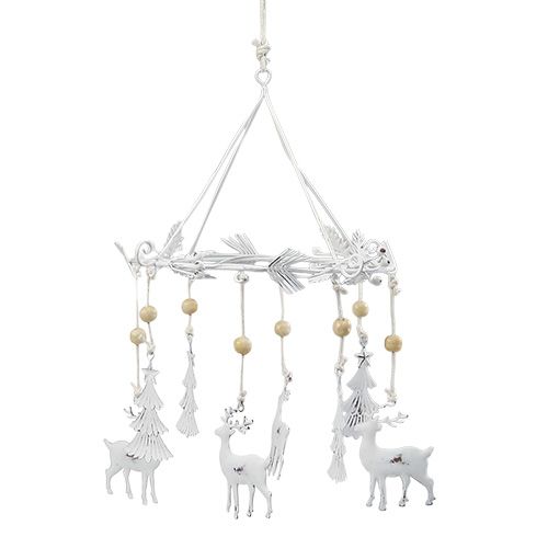 Floristik24 Windspiel weihnachtlich aus Metall Weiß Ø17cm