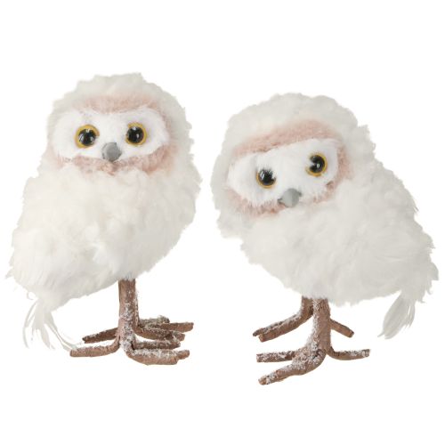 Winterdeko Deko Eulen Figuren zum Stellen Weiß 15cm 2St