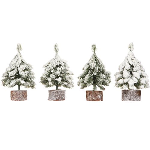 Floristik24 Winterdeko Tannenbaum in Grün Weiß Ø7cm H14cm 4St