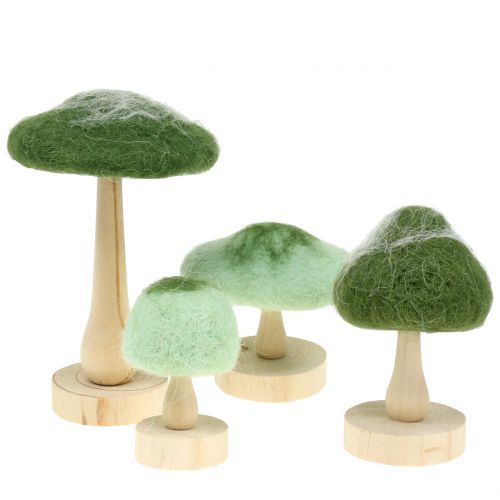 Dekopilz Holz/Filz Grün 8cm - 15cm 4St Dekopilz Holz/Filz Grün 8cm - 15cm 4St