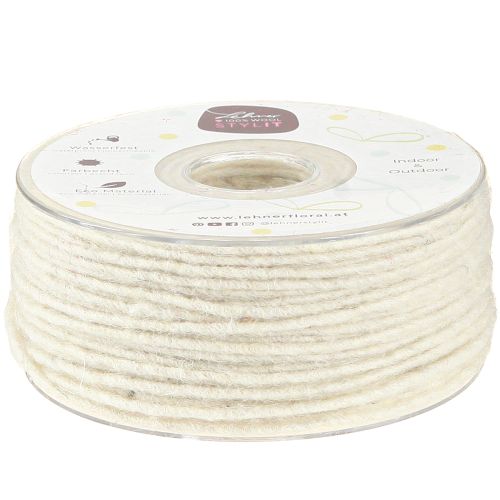 Floristik24 Wollschnur Weiß 3mm 100m