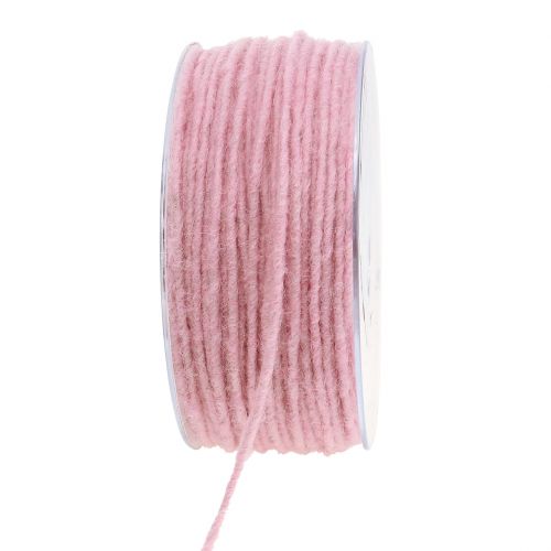 Floristik24 Wollschnur Rosa 3mm 100m