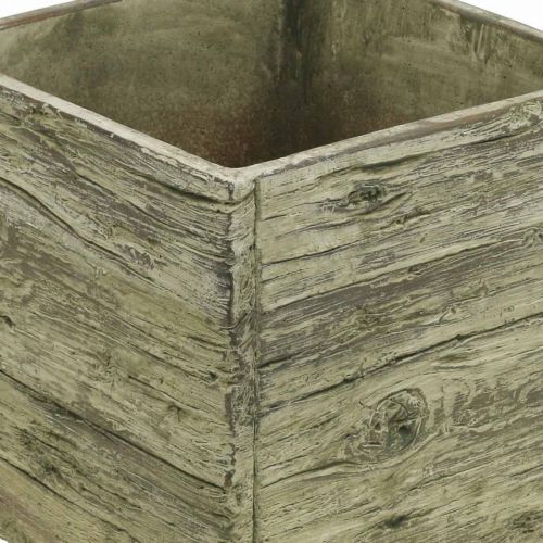 Artikel Blumentopf quadratisch 18x18cm Beton Kasten Holz Look