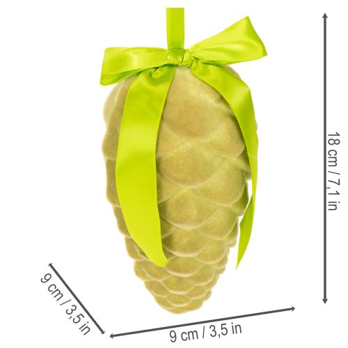Dekozapfen aus Kunststoff mit Schleife, 18 cm, 3er Set, Grün | Floristik24.at