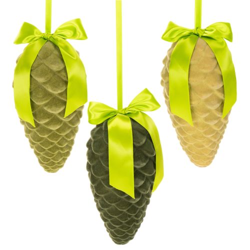 Künstliche Zapfen-Anhänger mit Geschenkband und Schleife 23cm 3er-Set bestellen | Floristik24.at
